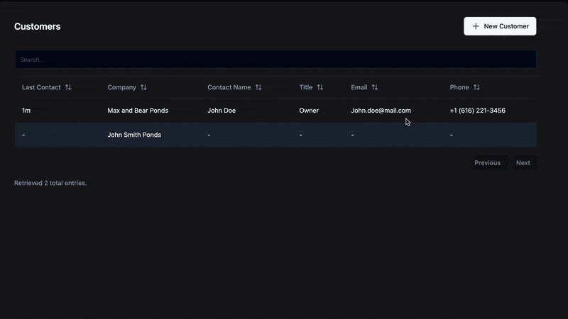 Customer Contact Management Demo
